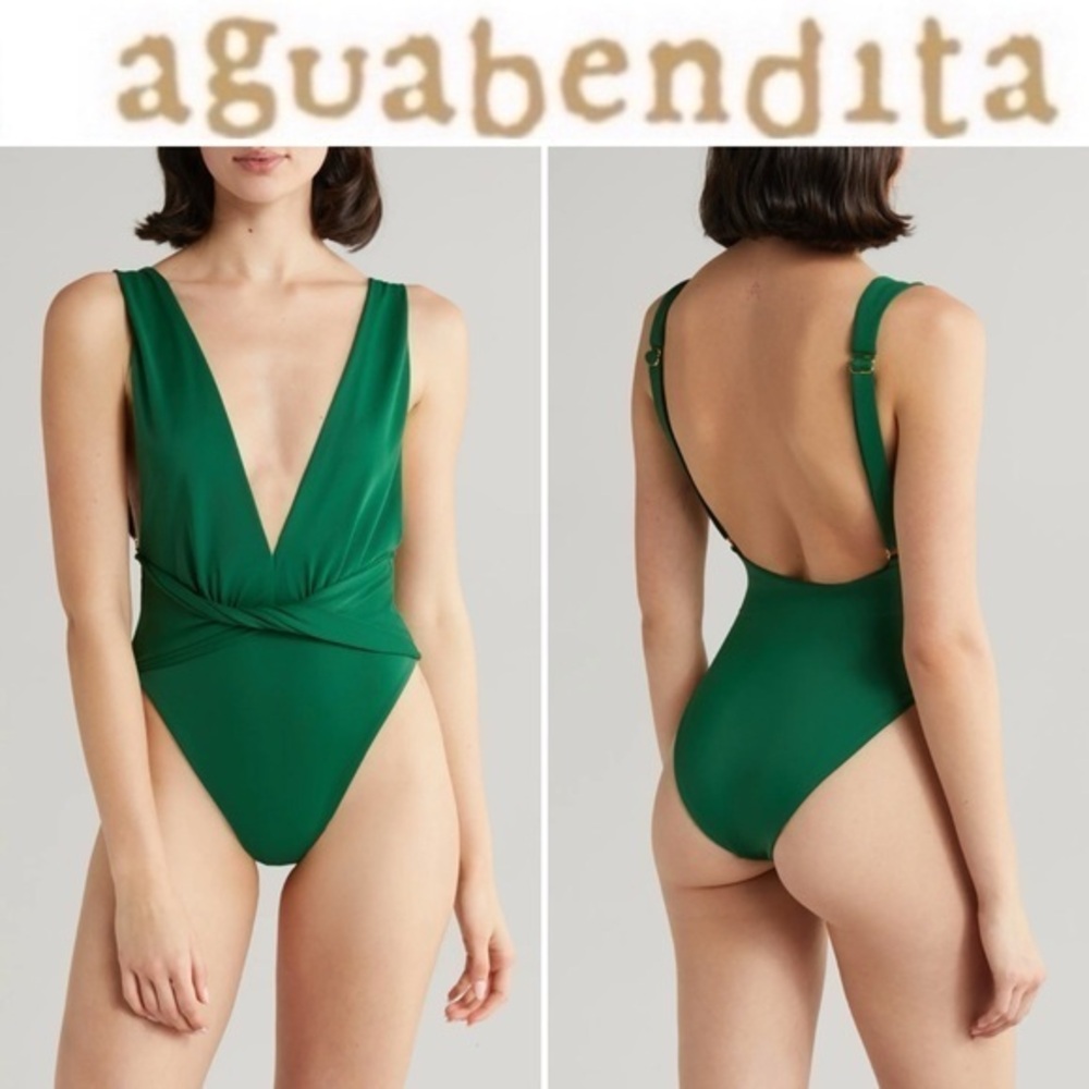 AGUA BENDITA ELLIS DREAMIN PLUNGE ONE PIECE IN GREEN  SZ M 190$